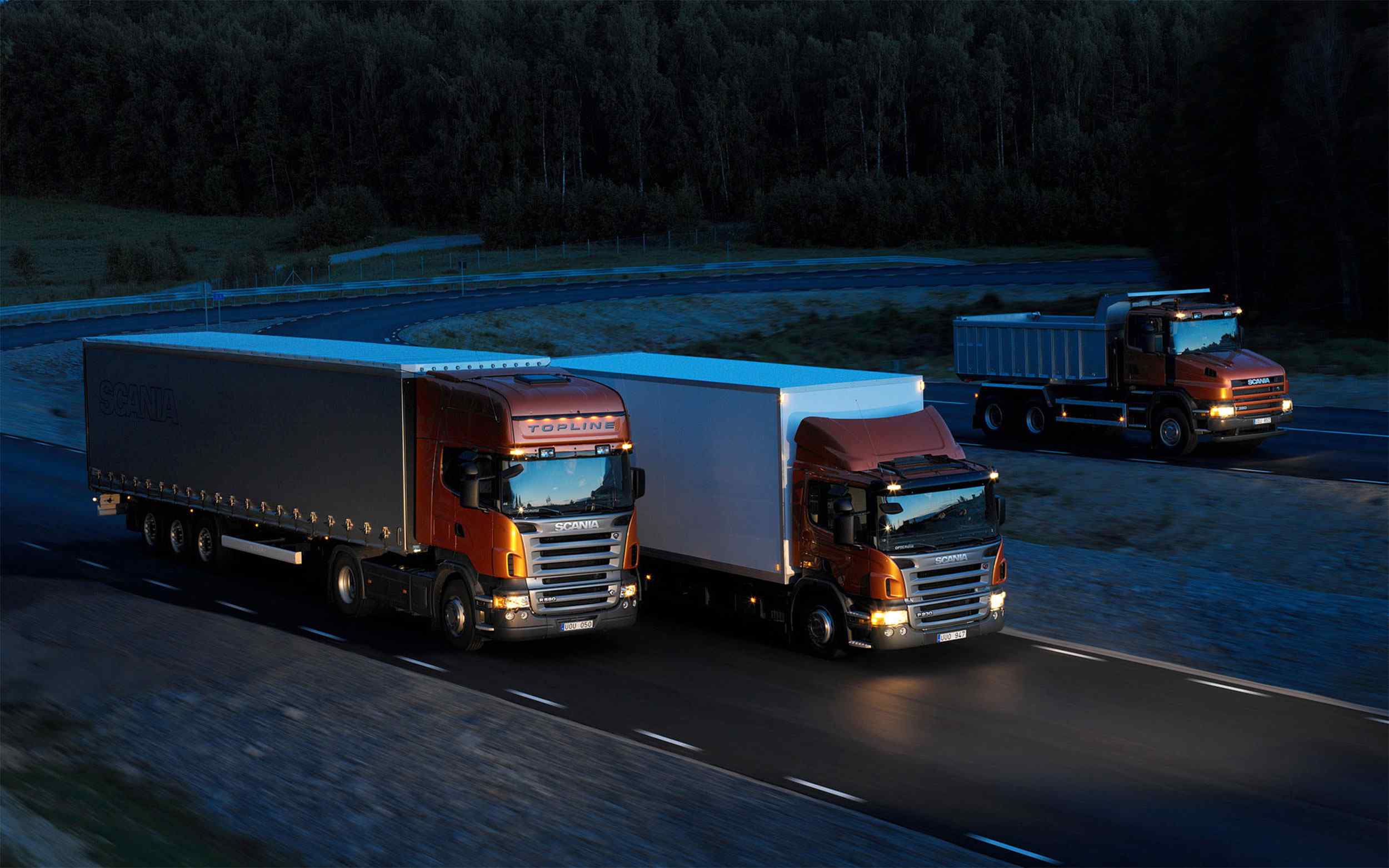 Freight trucks in operation
